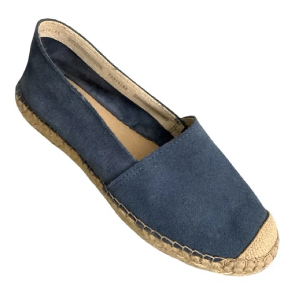 Fabiola’s Spain Espadrilles Blue Suede & Jute Flat Slip-on Shoes Women’s Size 8